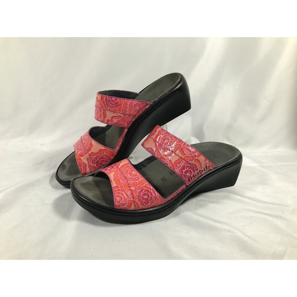 Mephisto Mobils Pink Floral Flower Design Wedge Sandals Womens 25cm US 5.5 EU 38